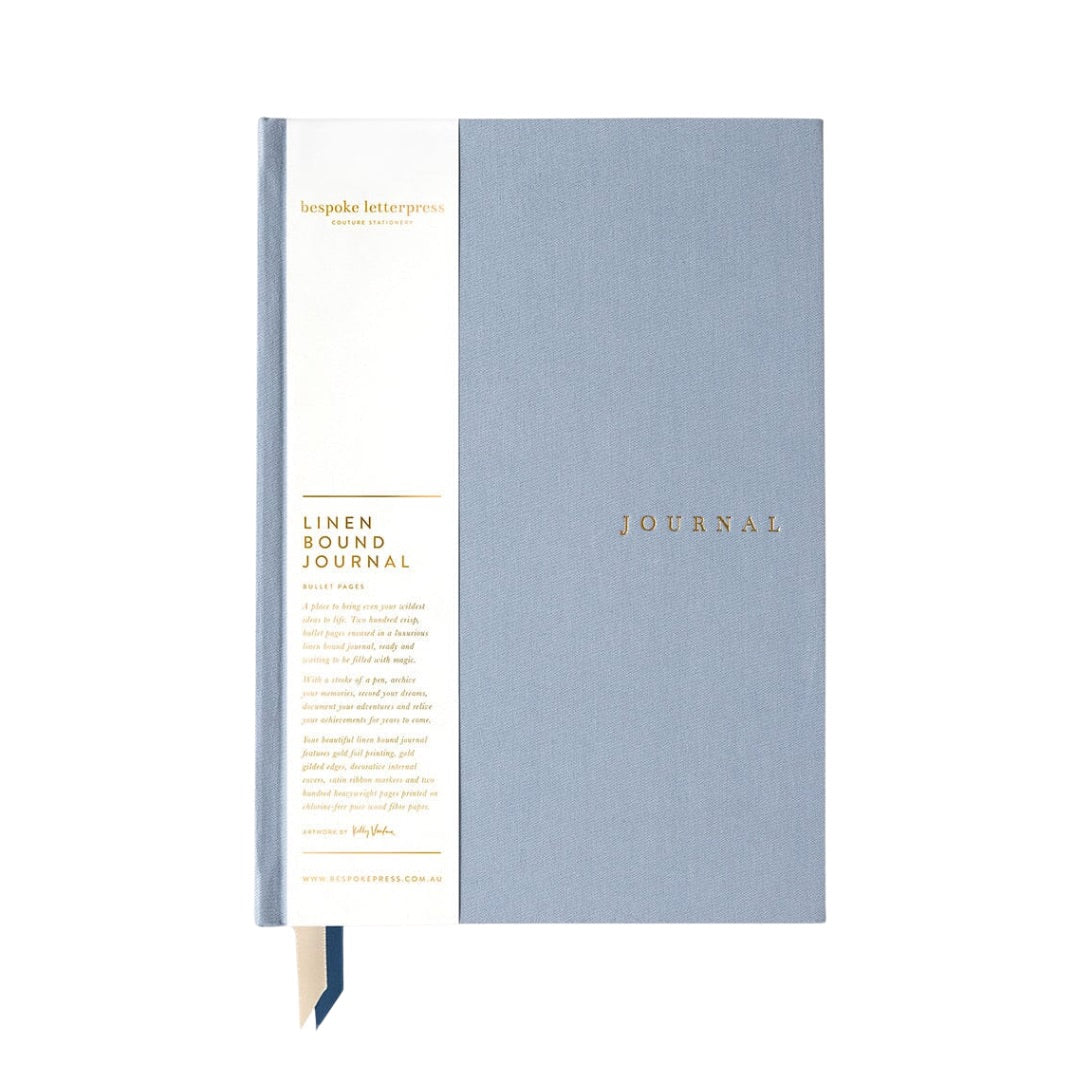 Bespoke Letterpress Linen Bullet Journal - Dusty Cornflower