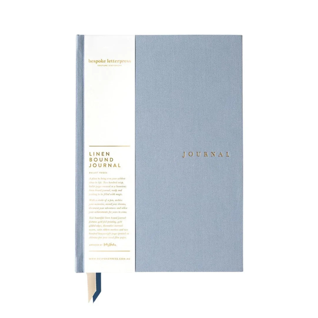 Bespoke Letterpress Linen Bullet Journal - Dusty Cornflower