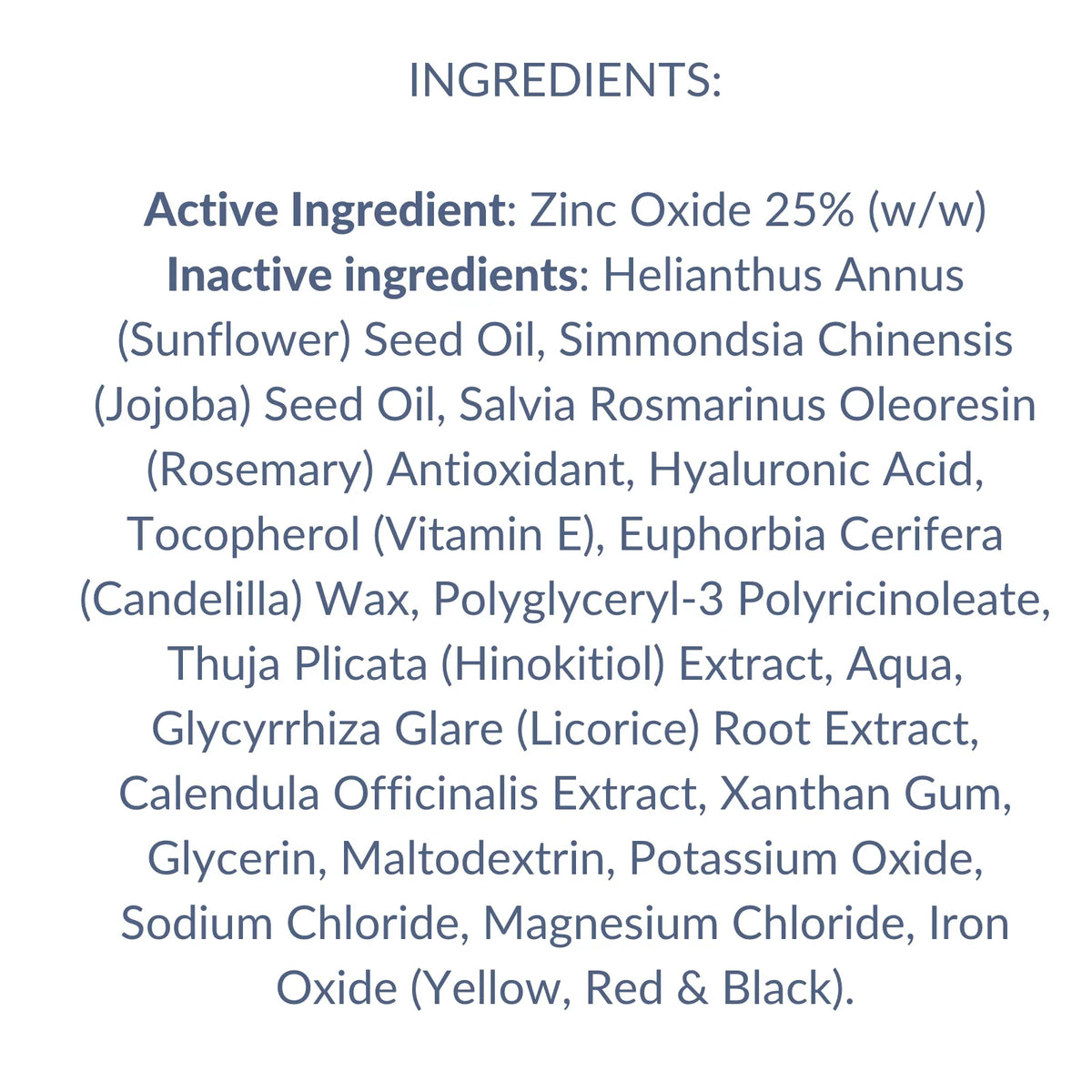 ingredients list of sunscreen
