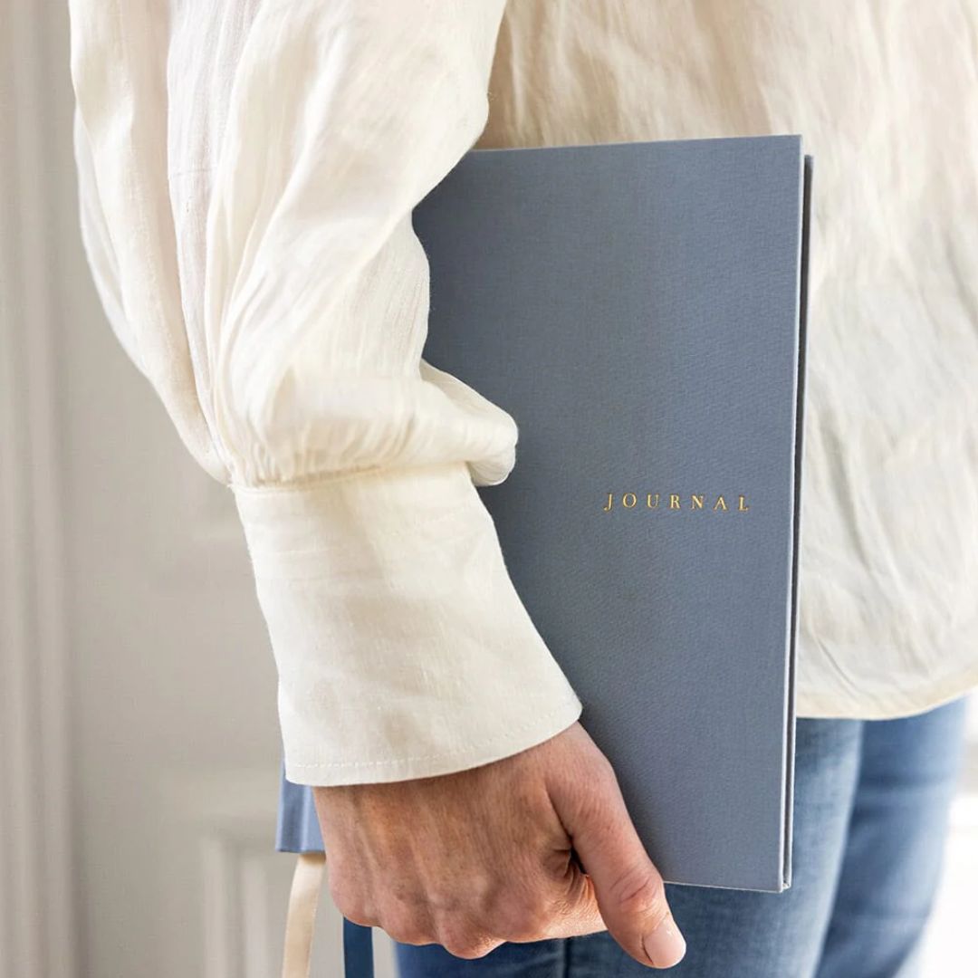 Bespoke Letterpress Linen Bullet Journal - Dusty Cornflower