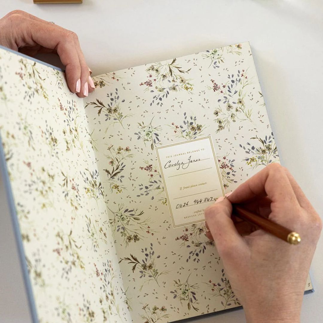 Bespoke Letterpress Linen Bullet Journal - Dusty Cornflower