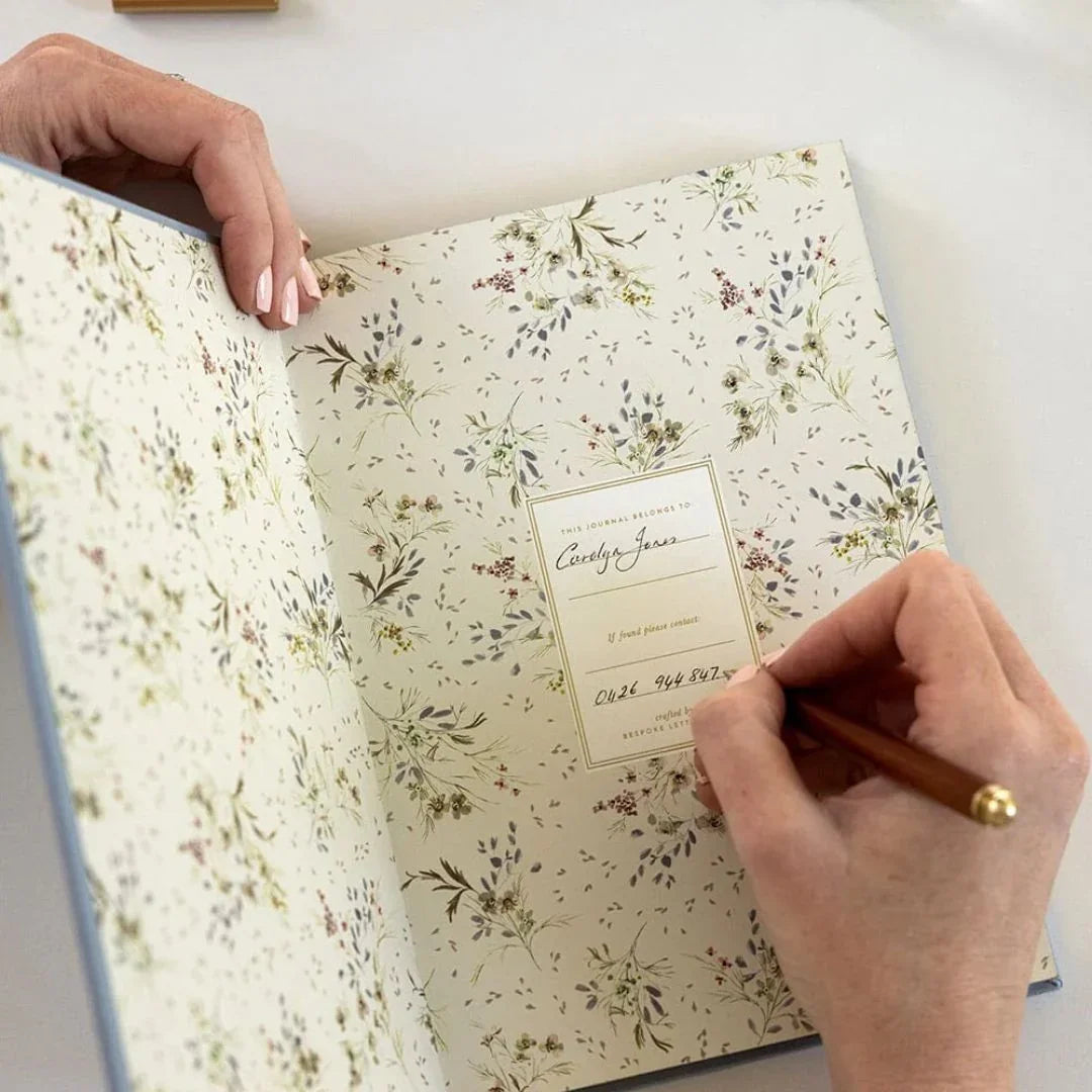 Bespoke Letterpress Linen Bullet Journal - Dusty Cornflower