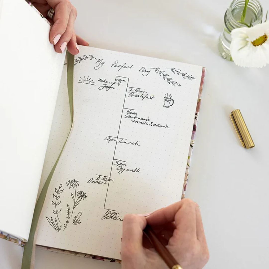 Bespoke Letterpress Linen Bullet Journal - Poppies