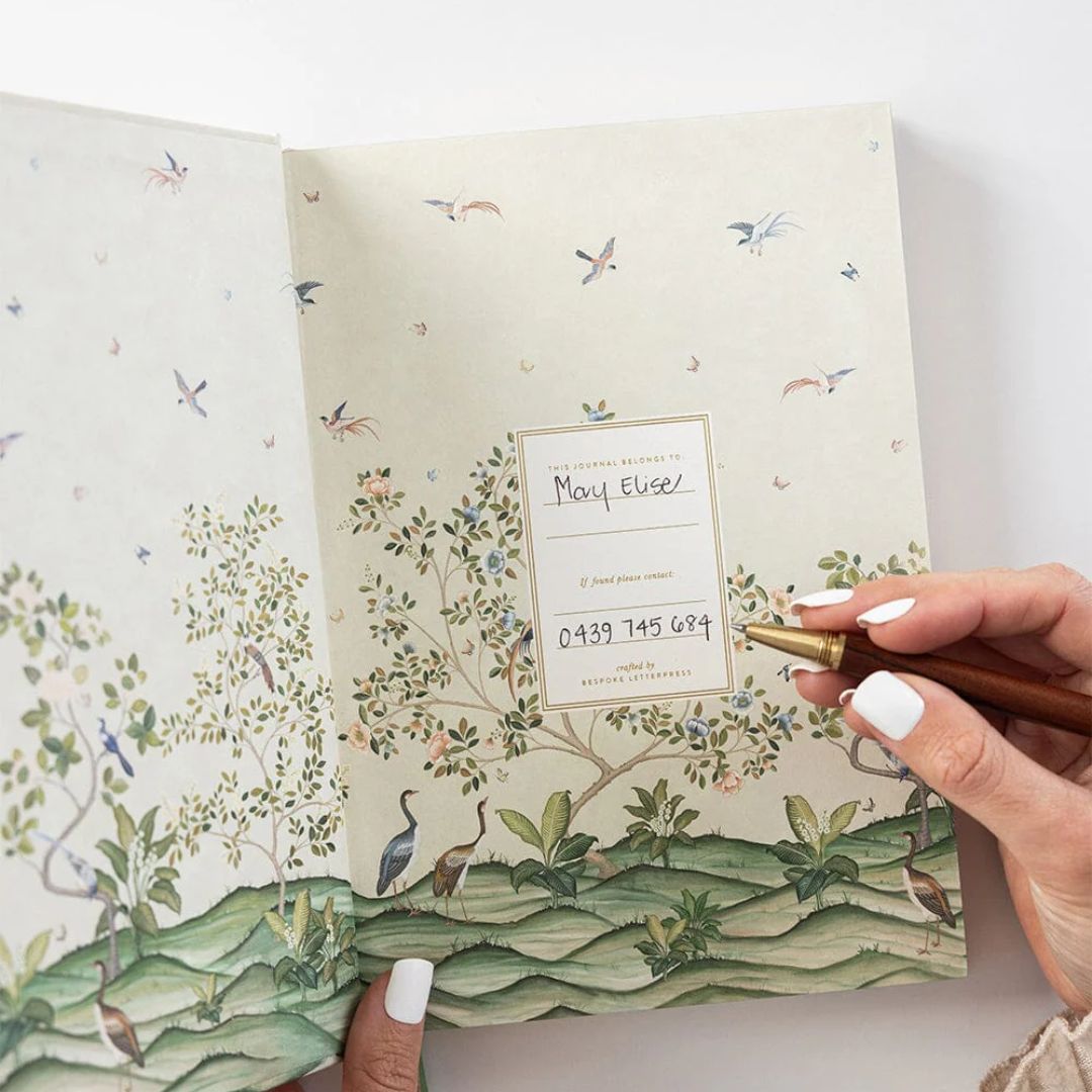 Bespoke Letterpress Linen Bullet Journal - Spring Landscape