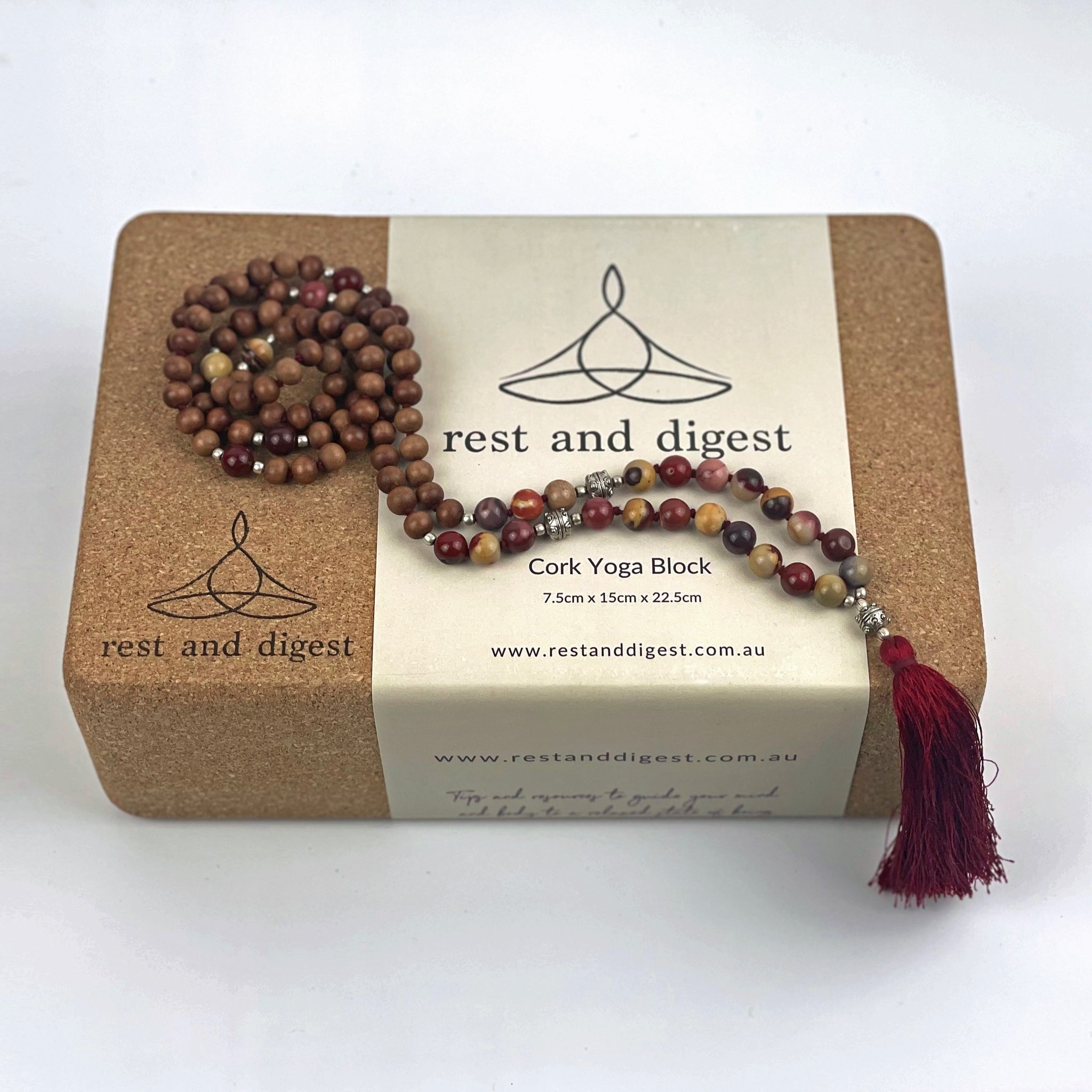 yoga blocks with meditation beads