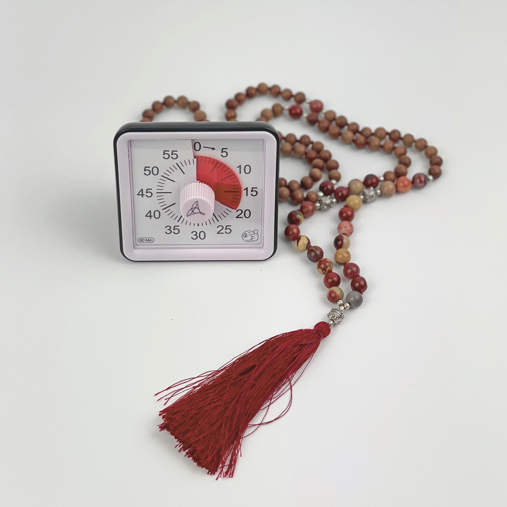 productivity clock for meditation with mala beads