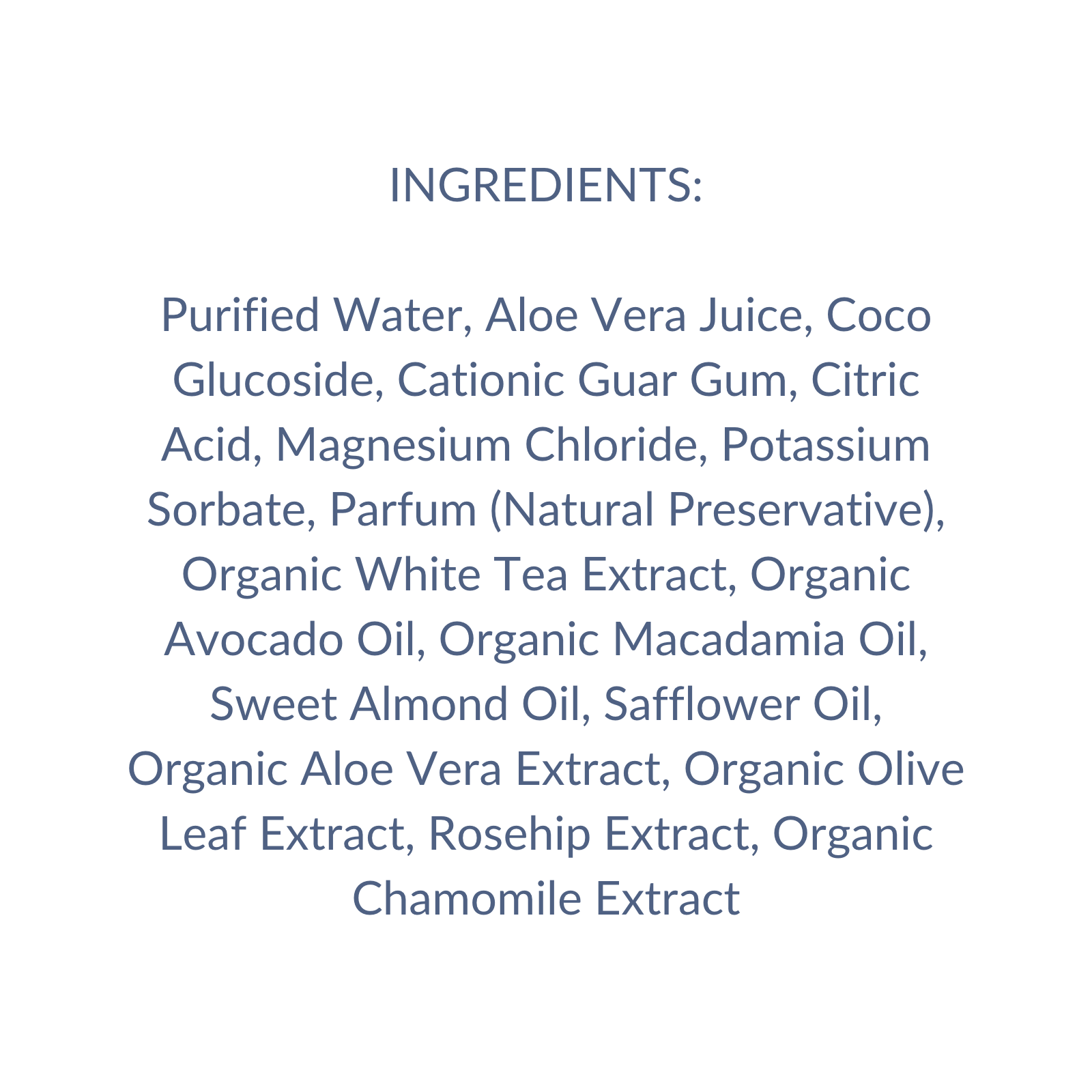 list of ingredients of product