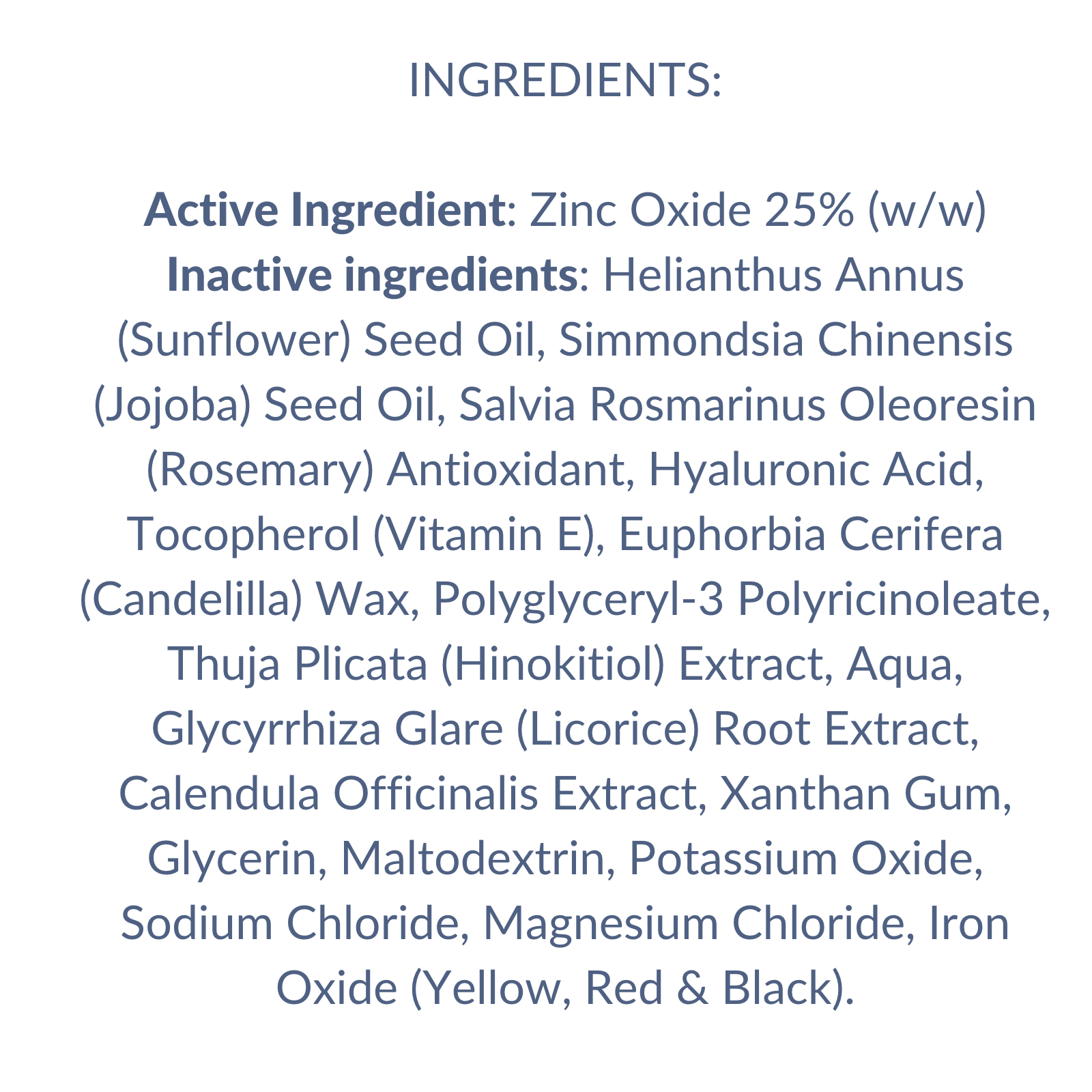 ingredients list of sunscreen