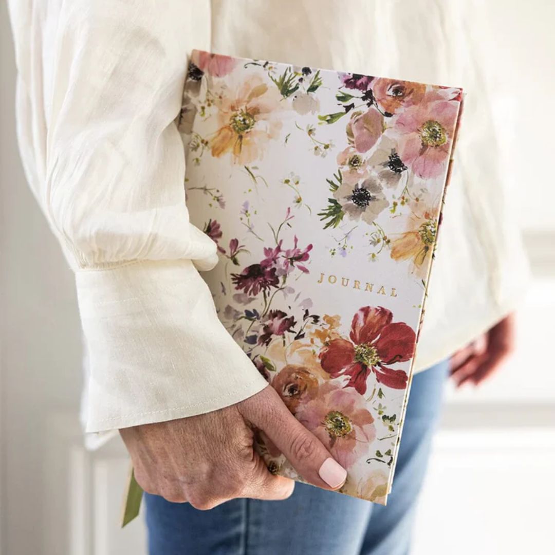 Bespoke Letterpress Linen Bullet Journal - Poppies