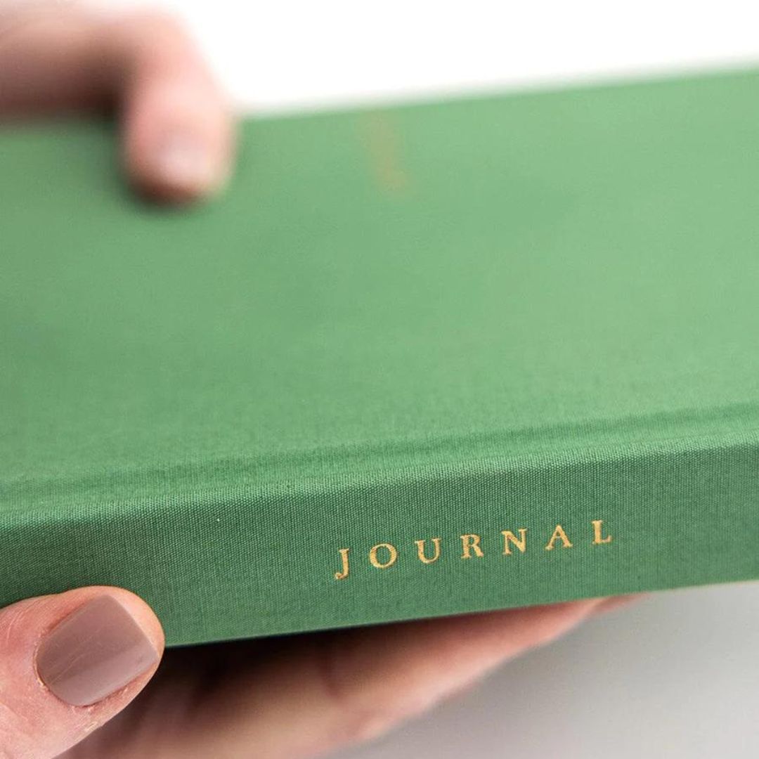 Bespoke Letterpress Linen Journal - Fern Green