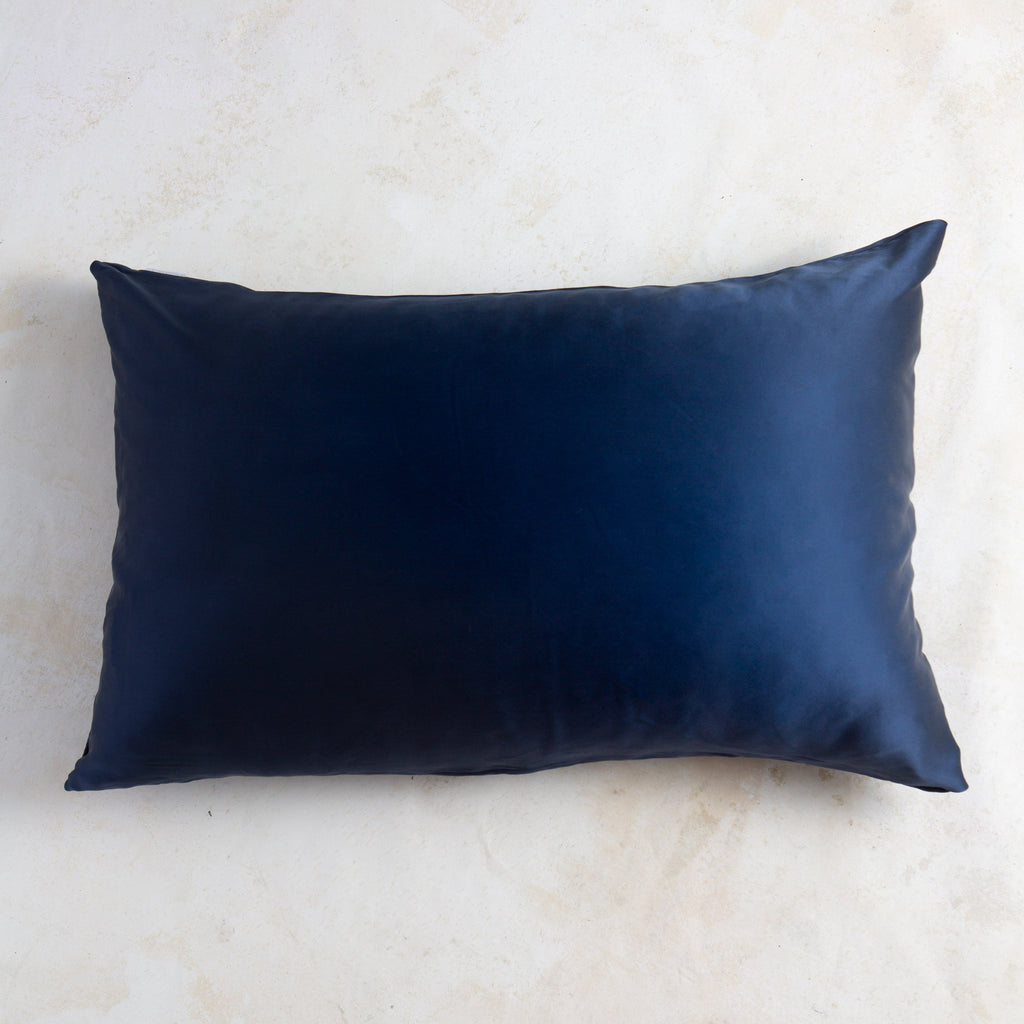 luxurious dark blue silk pillow cover