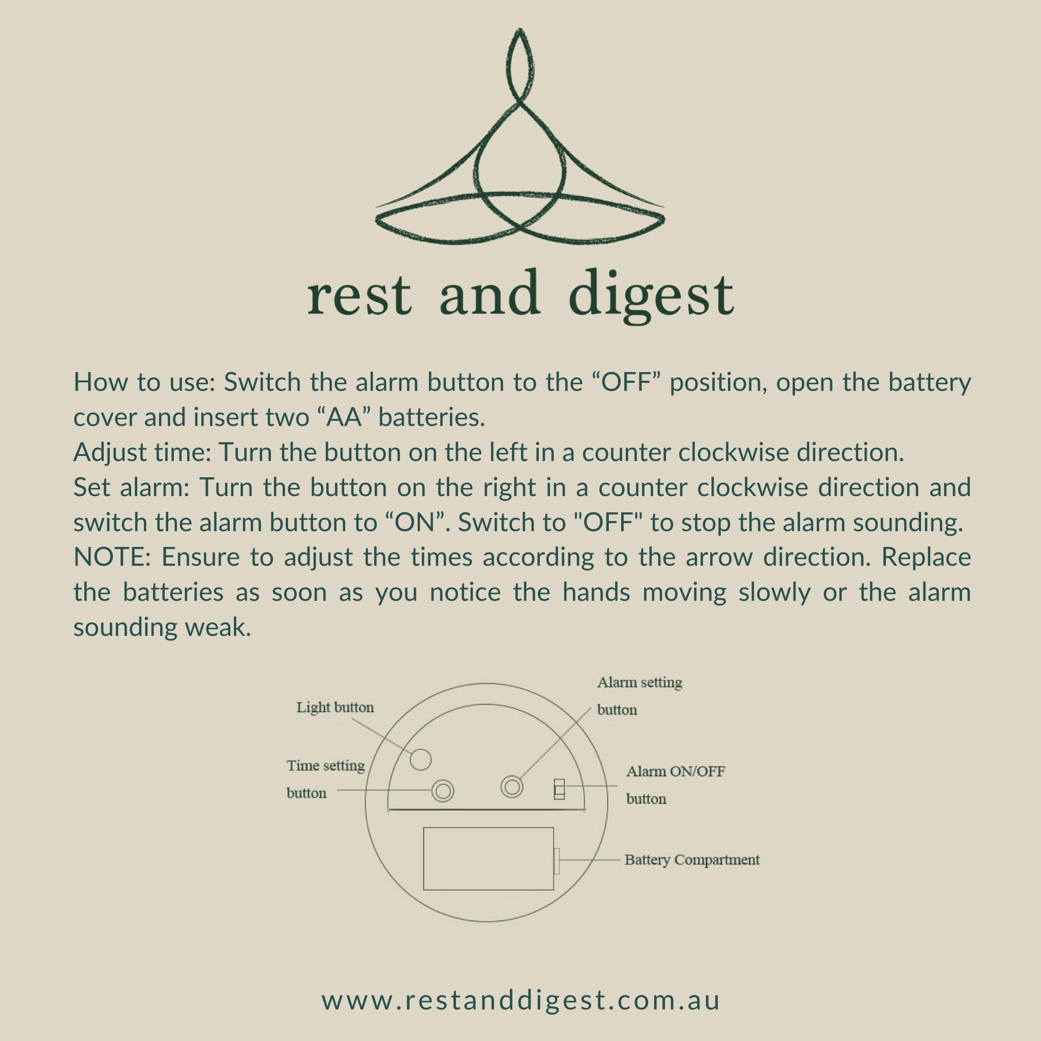 label for back of clock