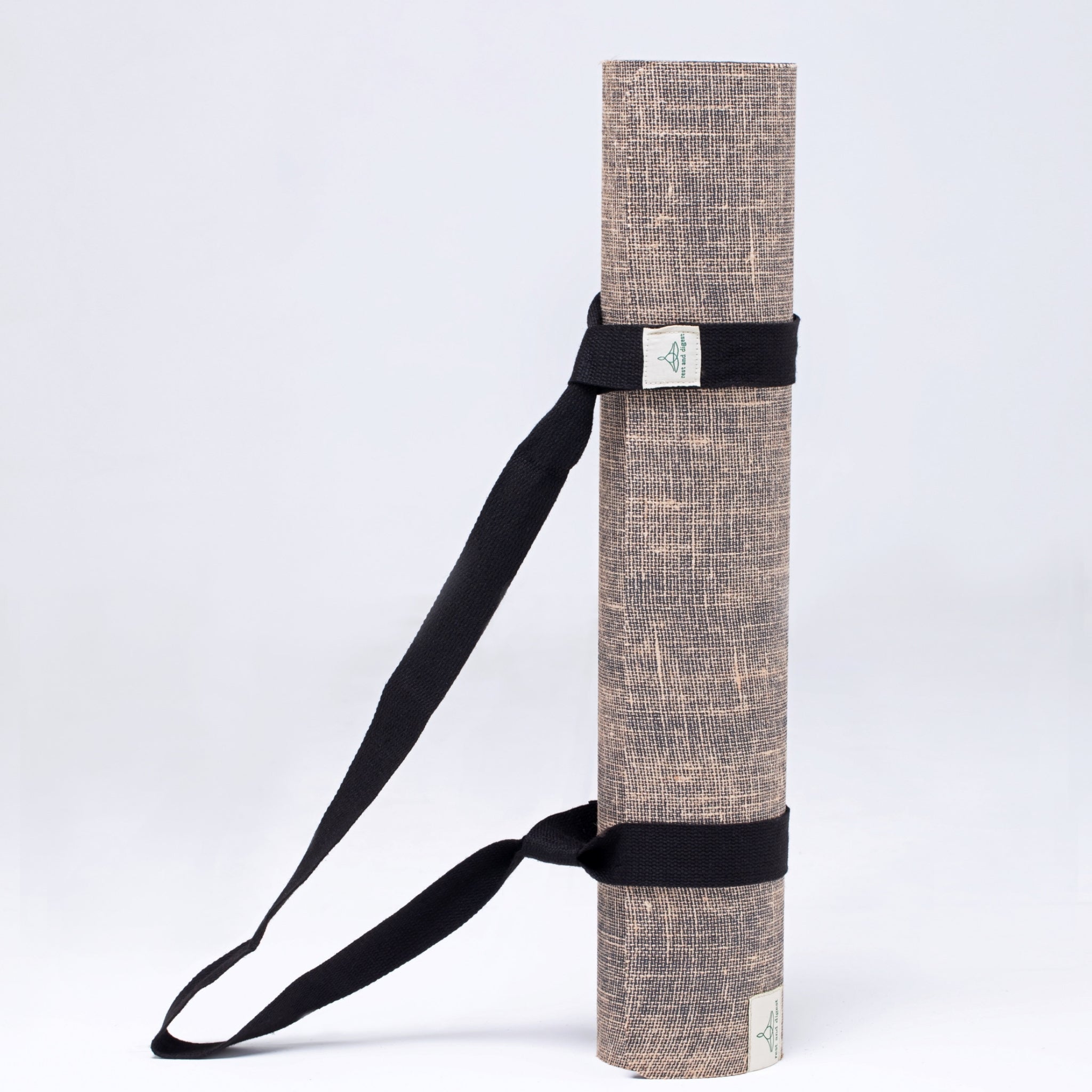 Rest and Digest Jute and Natural Rubber Yoga Mat and Carry Strap